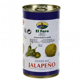 Olajbogyó zöld, Jalapeno Chilivel, sós lében, El Faro, 350 g