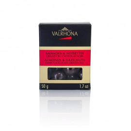 Valrhona - Equinoxe Gömbök - Mandula / Mogyoró étcsokoládéban, 50 g